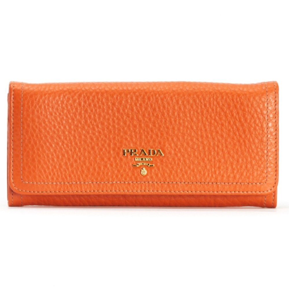 PRADA Vitello Daino continental orange wallet